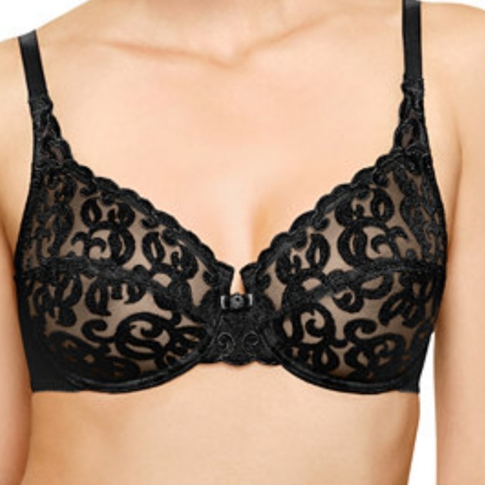 Wacoal Arabesque Black Lace Underwire Bra, 34D, 85199